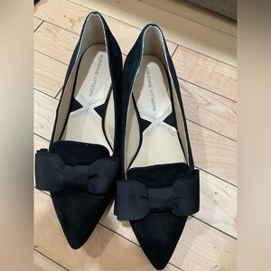 Adrienne Vittadini Black Suede Bow Loafers